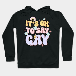 It Ok To Say Gay LGBT Pride Groovy Daisy Hoodie